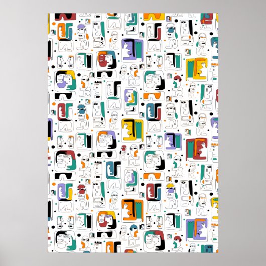 Abstrakte maya-alte Gesichter Muster 1 Poster (Vorne)