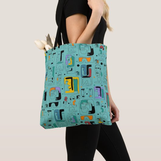 Abstrakte maya-alte Gesichter Muster 1 Tasche (Von Nahem)