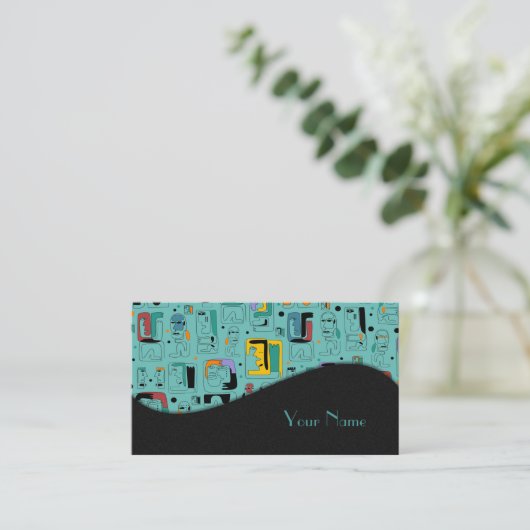 Abstrakte maya-alte Gesichter Muster 1 Visitenkarte (Stehend Vorderseite)