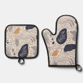 Abstrakte mediterrane Kunst Ofenhandschuh & Topflappen-Set (Vorderseite)