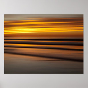 Abstrakte Meereslandschaft bei Sonnenuntergang, CA Poster