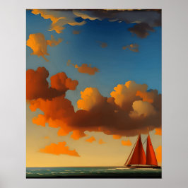 Abstrakte Meereslandschaften Wellen Bootsanbruch Poster