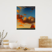 Abstrakte Meereslandschaften Wellen Bootsanbruch Poster (Küche)