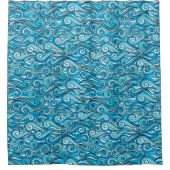 Abstrakte Meereswellen Blaues Muster Duschvorhang (Vorderseite)