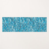 Abstrakte Meereswellen Blaues Muster Yogamatte (Vorderseite (Horizontal))