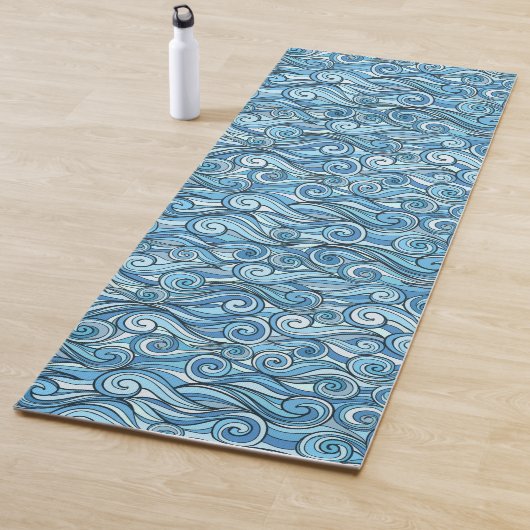 Abstrakte Meereswellen Blaues Muster Yogamatte (Beispiel)