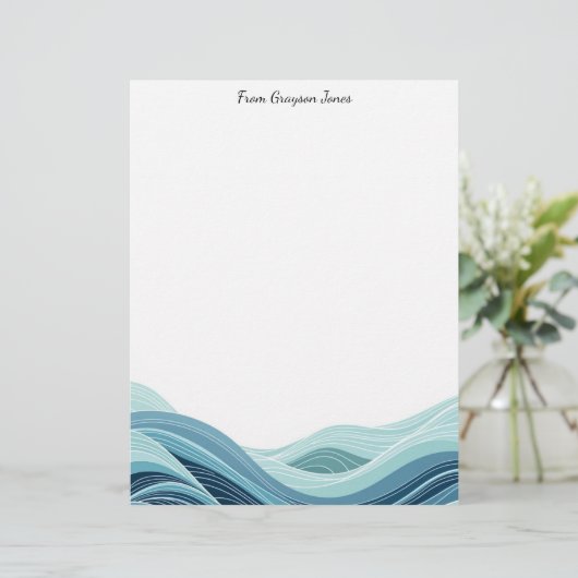 Abstrakte Meereswellen Briefbogen (Stehend Vorderseite)