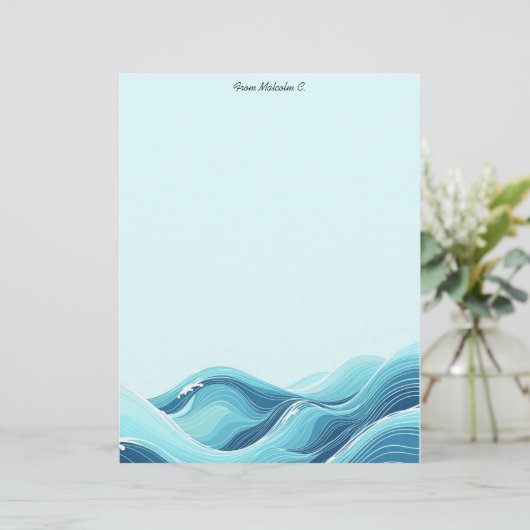 Abstrakte Meereswellen Briefbogen (Stehend Vorderseite)