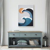 Abstrakte Meereswellen und Sonne Poster