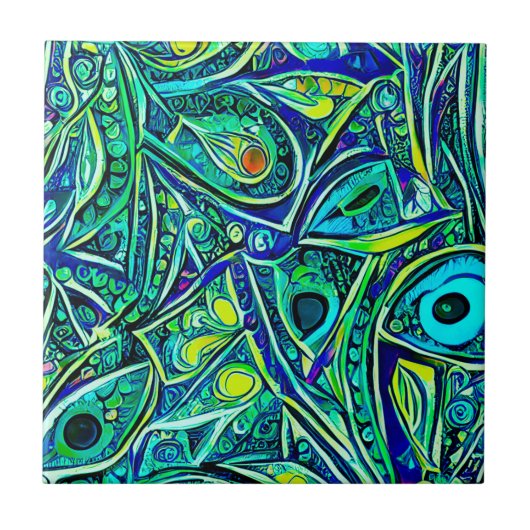 Abstrakte Meereswelt Fliese (Vorderseite)