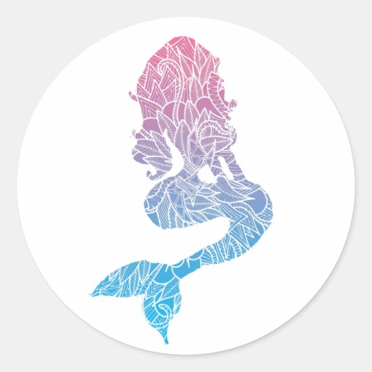 Abstrakte Meerjungfrau Tattoo Runder Aufkleber (Vorderseite)