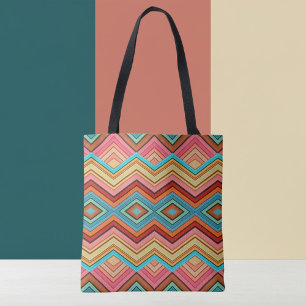 Abstrakte Mehrfarben-Zickzack-Streifen-Tasche Tasche