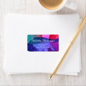 Abstrakte mehrfarbige Aquarellfarben machen Künstl Adressaufkleber (Insitu)