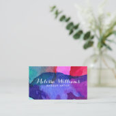 Abstrakte mehrfarbige Aquarellfarben machen Künstl Visitenkarte (Stehend Vorderseite)