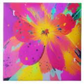 Abstrakte Mehrfarbige Blume Fliese (Vorderseite)
