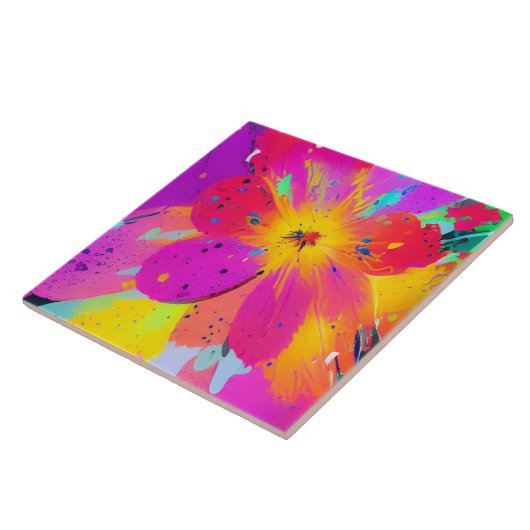 Abstrakte Mehrfarbige Blume Fliese (Seite)