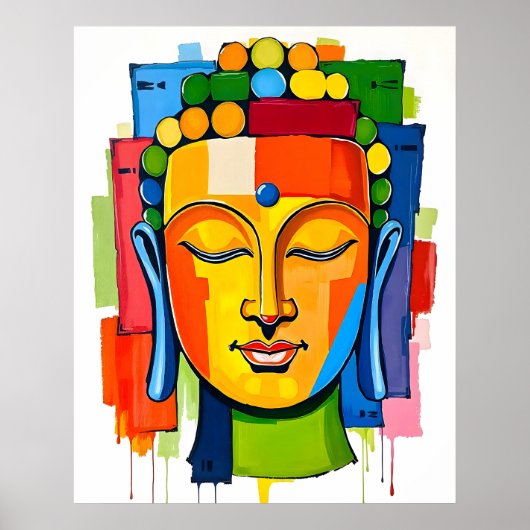 Abstrakte mehrfarbige Buddha-Malerei Poster (Vorne)