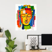 Abstrakte mehrfarbige Buddha-Malerei Poster (Heimbüro)