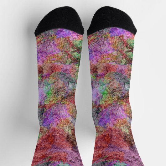 Abstrakte mehrfarbige Farbfehler Socken (Oben)