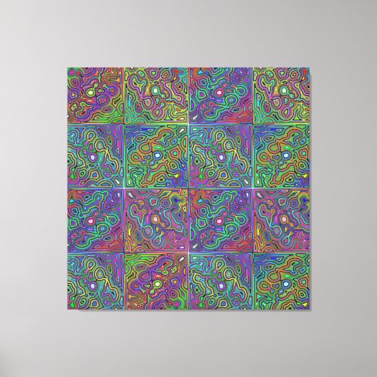 abstrakte, mehrfarbige Neonfliese Leinwanddruck (Vorderseite)