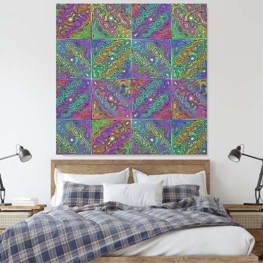 abstrakte, mehrfarbige Neonfliese Leinwanddruck (Insitu (Schlafzimmer))