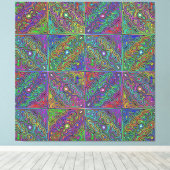 abstrakte, mehrfarbige Neonfliese Leinwanddruck (Insitu (Holzboden))