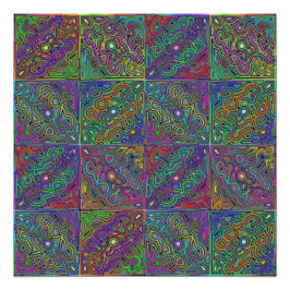 abstrakte, mehrfarbige Neonfliese Poster