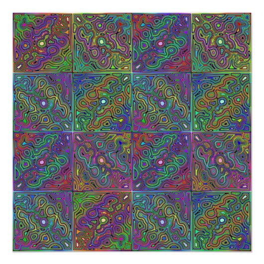 abstrakte, mehrfarbige Neonfliese Poster (Vorderseite)