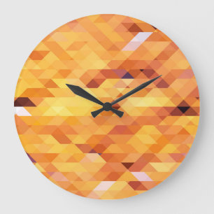 Abstrakte mehrfarbige, niedrige Poly-Mosaike. Große Wanduhr