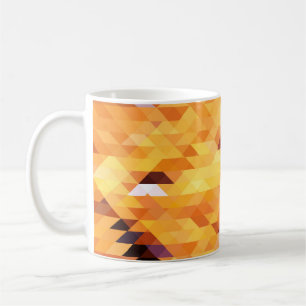 Abstrakte mehrfarbige, niedrige Poly-Mosaike. Kaffeetasse