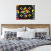 Abstrakte mehrfarbige Plus Blumen-Art-Signatur Leinwanddruck (Insitu (Schlafzimmer))