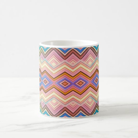 Abstrakte mehrfarbige Streifen und Blätter Kaffeetasse (Mittel)