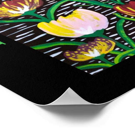Abstrakte mehrfarbige Tulips Poster (Ecke)