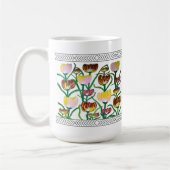 Abstrakte mehrfarbige Tulpen Kaffeetasse (Links)