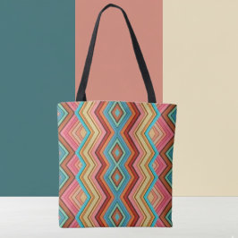 Abstrakte mehrfarbige Zickzackstreifen Tasche