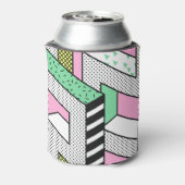 Abstrakte Memphis: 80er geometrische Formen. Dosenkühler (Kanne Rückseite)
