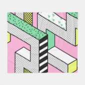 Abstrakte Memphis: 80er geometrische Formen. Fleecedecke (Vorderseite (Horizontal))