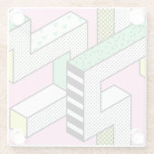 Abstrakte Memphis: 80er geometrische Formen. Glasuntersetzer (Rückseite)