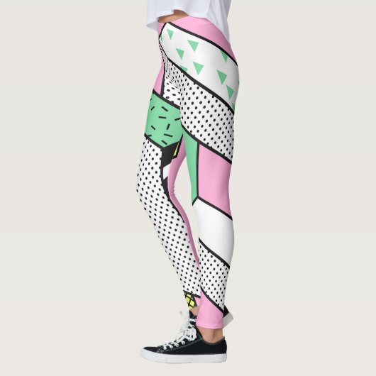 Abstrakte Memphis: 80er geometrische Formen. Leggings (Links)