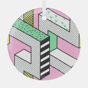 Abstrakte Memphis: 80er geometrische Formen. Ornament Aus Glas