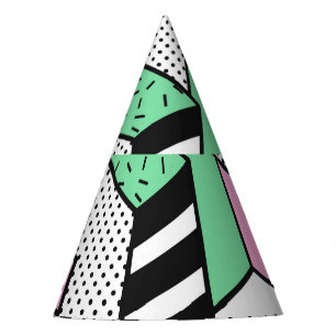 Abstrakte Memphis: 80er geometrische Formen. Partyhütchen