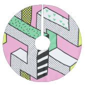 Abstrakte Memphis: 80er geometrische Formen. Polyester Weihnachtsbaumdecke (Vorderseite)