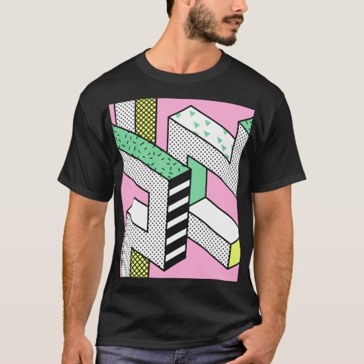 Abstrakte Memphis: 80er geometrische Formen. T-Shirt (Vorderseite)