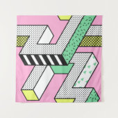 Abstrakte Memphis: 80er geometrische Formen. Wandteppich (Vorderseite (Horizontal))