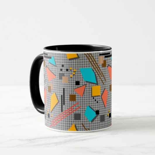 Abstrakte Memphis geometrische Formen Patches Retr Tasse (Vorderseite Links)