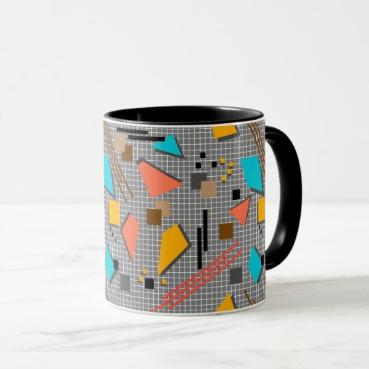 Abstrakte Memphis geometrische Formen Patches Retr Tasse (VorderseiteRechts)