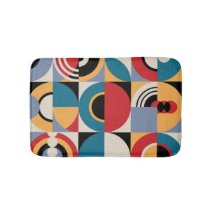 Abstrakte Memphis: Geometrischer Vintager Stil. Badematte