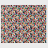 Abstrakte Memphis: Geometrischer Vintager Stil. Geschenkpapier (Flach)