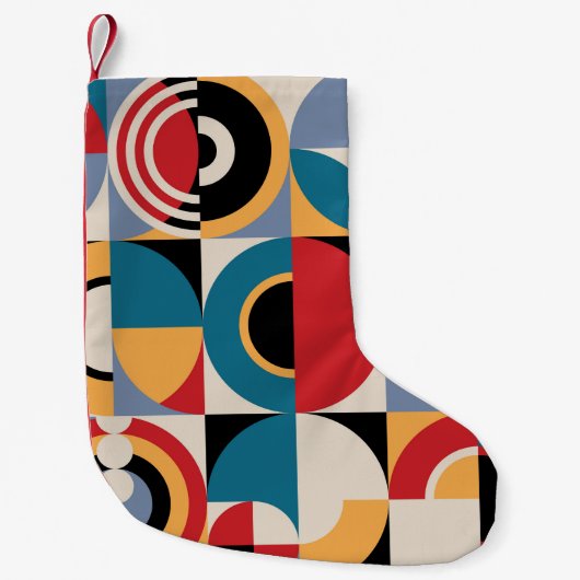 Abstrakte Memphis: Geometrischer Vintager Stil. Kleiner Weihnachtsstrumpf (Vorderseite)