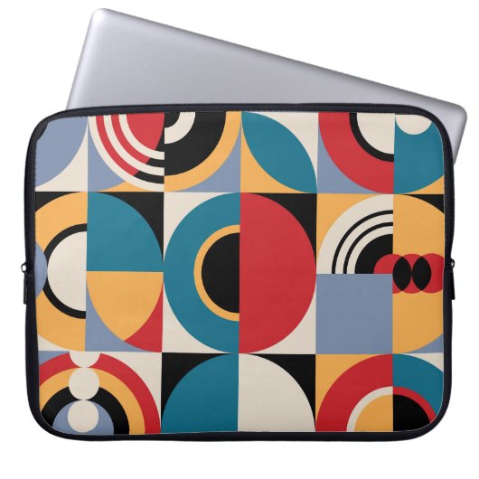 Abstrakte Memphis: Geometrischer Vintager Stil. Laptopschutzhülle (Vorderseite)